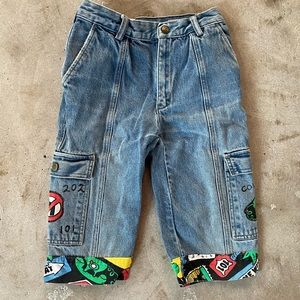 Vintage Calvin Klein kids cargo jean shorts reworked.